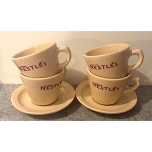 Vintage 4 Nestle Coffee Cups and 2 Saucers 1950-1959  # 2923